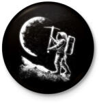 printfashion Holdbányász űrhajós - Kitűző, hűtőmágnes - Fekete (13482881)