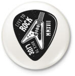 printfashion Live the rock - Rock to live - Kitűző, hűtőmágnes - Fehér (6378144)