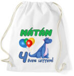 printfashion Dínó szülinap (egyedi névvel) - Sportzsák, Tornazsák - Fehér (5657200)