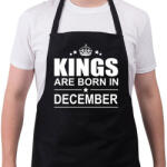 printfashion Kings are born in December - Kötény - Fekete (4918569)