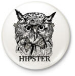 printfashion Hipster bagoly - Kitűző, hűtőmágnes - Fehér (3075293)