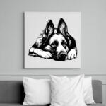 printfashion Németjuhász Sziluett - Vászonkép - Fehér (16725072)