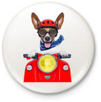 printfashion Biker Dog - Kitűző, hűtőmágnes - Fehér (3079109)