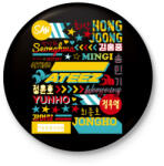 printfashion Ateez Tagok - Kitűző, hűtőmágnes - Fekete (3101446)