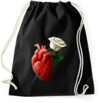 printfashion Szív fehér rózsával - Sportzsák, Tornazsák - Fekete (13281060)