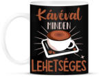 printfashion Kávéval minden lehetséges - Bögre - Fekete (7437726)