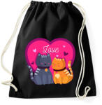 printfashion Love cats - Sportzsák, Tornazsák - Fekete (6058764)