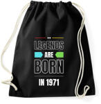 printfashion Legends are born in 1971 - Sportzsák, Tornazsák - Fekete (14202809)