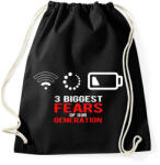 printfashion A generációnk legnagyobb félelmei - Sportzsák, Tornazsák - Fekete (2423203)