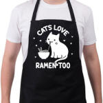 printfashion Cats love ramen too - Kötény - Fekete (13364370)