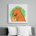 printfashion Capybara és mopsz - Vászonkép - Fehér (13651334)