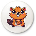 printfashion Cuki hód - Kitűző, hűtőmágnes - Fehér (16714470)