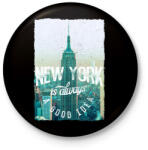 printfashion New York mindig jó ötlet - Kitűző, hűtőmágnes - Fekete (3091035)