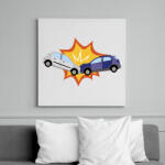 printfashion Kocsi ütközés - Vászonkép - Fehér (7654240)