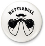 printfashion Bajszos kettlebell - Kitűző, hűtőmágnes - Fehér (11724382)