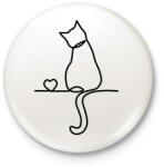 printfashion Cica szív - Kitűző, hűtőmágnes - Fehér (11688690)