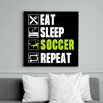 printfashion Eat Sleep Soccer Repeat - Vászonkép - Fekete (6658150)