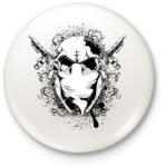 printfashion Fegyveres Koponya - Kitűző, hűtőmágnes - Fehér (3081586)