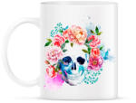 printfashion Virágos Koponya - Bögre - Fehér (1780609)