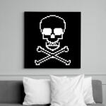 printfashion 8bit koponya - Vászonkép - Fekete (6646619)