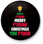 printfashion Merry Fcking Christmas Tree - Kitűző, hűtőmágnes - Fekete (3100171)