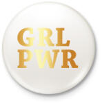 printfashion GRL PWR - Kitűző, hűtőmágnes - Fehér (3074970)