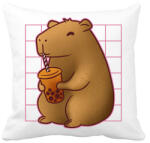 printfashion Capybara bubis teával - Párnahuzat, Díszpárnahuzat - Fehér (14484272)