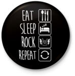 printfashion Eat Sleep Rock Repeat - Kitűző, hűtőmágnes - Fekete (3096572)