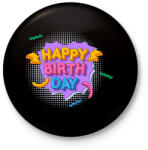 printfashion Happy Birth Day - Kitűző, hűtőmágnes - Fekete (3102900)