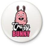 printfashion Crazy Bunny - Kitűző, hűtőmágnes - Fehér (3087918)