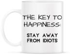 printfashion The key to happiness. Stay away from idiots. - Bögre - Fehér (2473487)