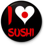 printfashion I love sushi - Kitűző, hűtőmágnes - Fekete (3096199)