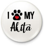 printfashion I love my Akita! - Kitűző, hűtőmágnes - Fehér (4840212)