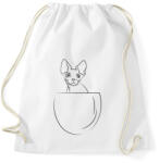 printfashion Line cat in the pocket - Sportzsák, Tornazsák - Fehér (7103955)