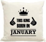 printfashion Ez a király januárban született - Párnahuzat, Díszpárnahuzat - Lenvászon (1368469)