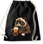 printfashion Grumpy macska sörözik - Sportzsák, Tornazsák - Fekete (13036774)