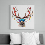 printfashion karácsonyi szarvas - Vászonkép - Fehér (15150177)