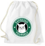 printfashion Starbucks macska - Sportzsák, Tornazsák - Fehér (4198378)