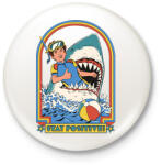 printfashion Stay positive! - Shark - Kitűző, hűtőmágnes - Fehér (7292000)
