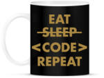 printfashion Eat, Code, Repeat - Bögre - Fekete (7241067)
