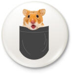 printfashion Hörcsög zsebben - Kitűző, hűtőmágnes - Fehér (7104716)