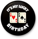 printfashion POKER SZÜLINAP - Kitűző, hűtőmágnes - Fekete (10997814)