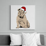 printfashion Bulldog karácsony - Vászonkép - Fehér (6622458)
