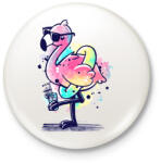 printfashion Summer Flamingo - Kitűző, hűtőmágnes - Fehér (3077658)