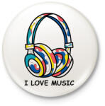 printfashion i love music - Kitűző, hűtőmágnes - Fehér (5474004)