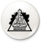 printfashion Meditáció - Lótuszülés - Kitűző, hűtőmágnes - Fehér (6875642)