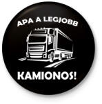 printfashion Apa a legjobb kamionos - Kitűző, hűtőmágnes - Fekete (5033129)