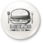 printfashion Grill time - Névvel - Kitűző, hűtőmágnes - Fehér (6293147)