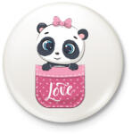 printfashion Panda a zsebben - Kitűző, hűtőmágnes - Fehér (4788082)