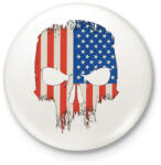 printfashion Amerikai zászló koponya USA - Kitűző, hűtőmágnes - Fehér (11370039)